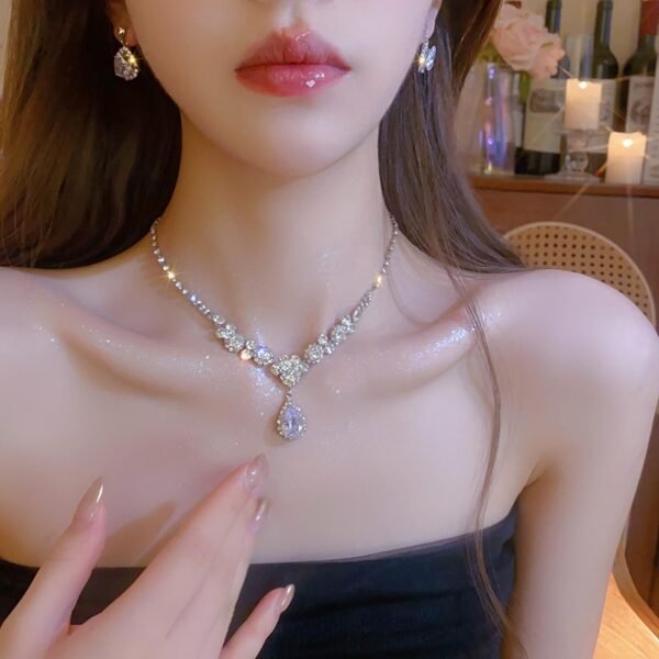 Zircon flash diamond necklace, choker necklace for women, evening dress accessory, bridal jewelry, wedding necklace, birthday gift jewelry, high-end collarbone chain, light luxury necklace, niche design jewelry, zircon stone necklace, elegant women's accessory, affordable luxury necklace, hypoallergenic necklace, special occasion jewelry, sophisticated choker, flash diamond jewelry, unique necklace design, gift for her, trendy necklace, collarbone chain necklace.